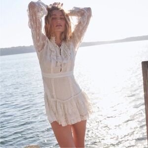 LoveShackFancy White Lace Mini Dress